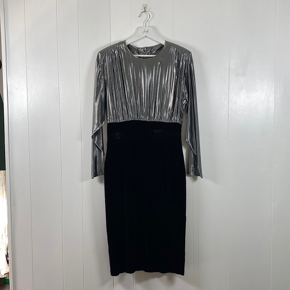 Vintage 80s Silver & Velvet Dress